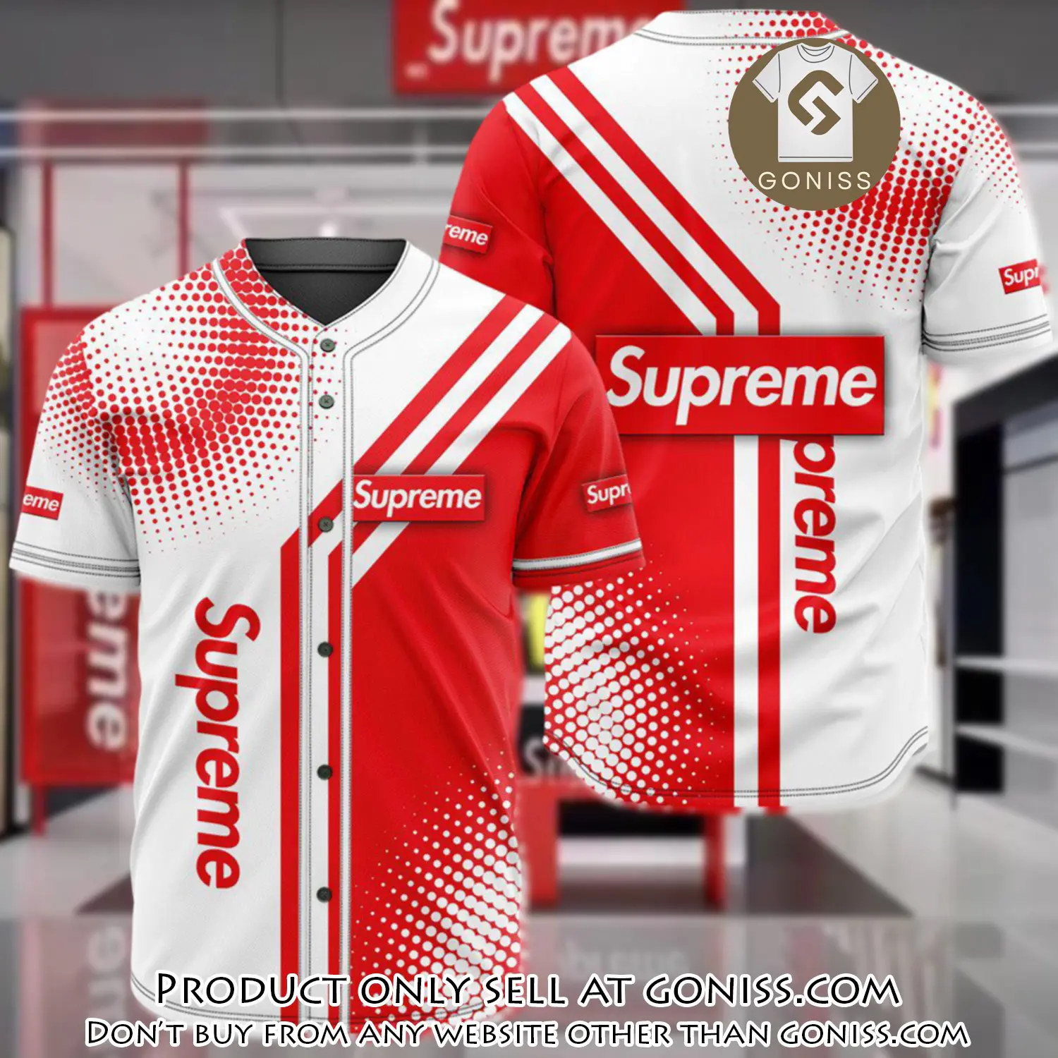 Supreme white red baseball jersey shirt luxury bjs1247 gn5231835